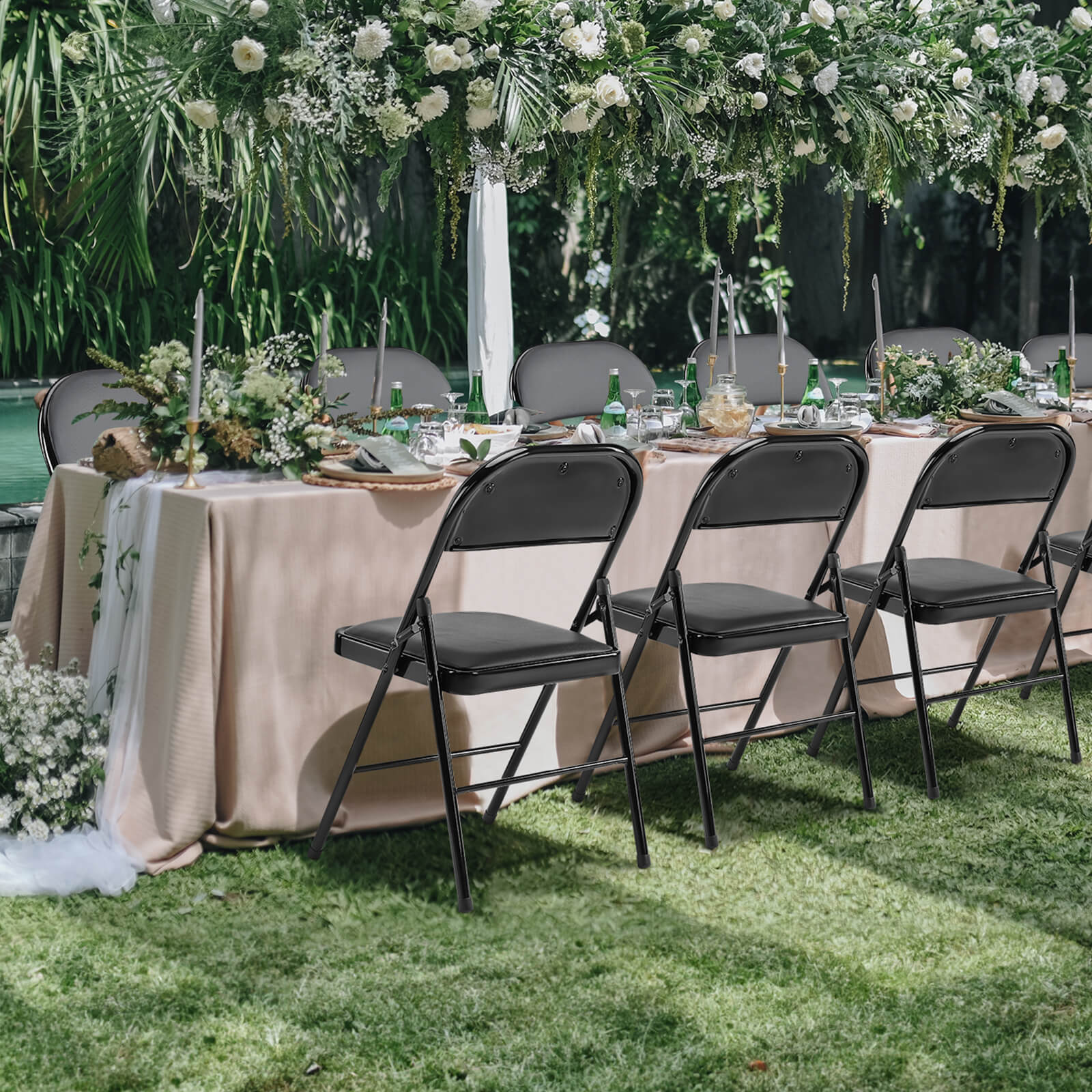 edx Genuine Leather Folding Chair - Soft and comfortable, easy to carry and store, suitable for events, weddings, parties, home, office