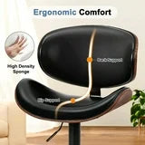 EDX Bar Stools Set of 2 for Kitchen Counter, Adjustable Bentwood Barstools, Modern PU Leather Upholstered Bar Chair with Back and Footrest, for Bar, Kitchen, Dining Room