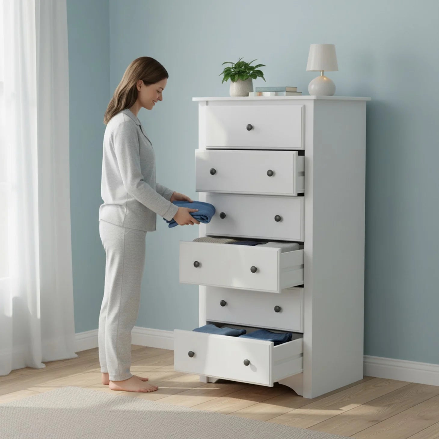 EDX Drawer Wooden Dresser Chest for Bedroom, Storage Cabinet for Living Room Closet