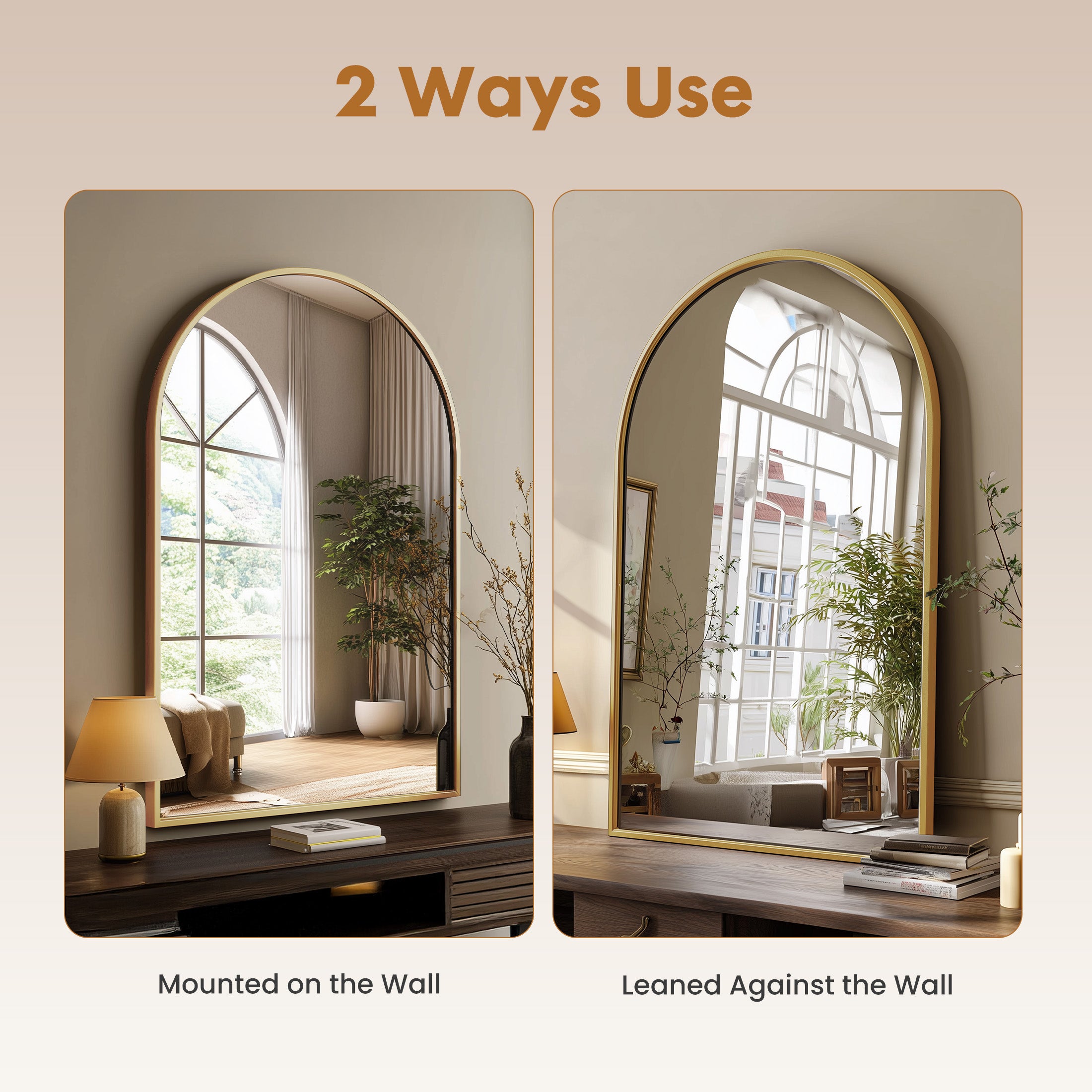EDX Arched Bathroom Mirror, Wall Mounted Mirror with Aluminum Alloy Frame, Bathroom Mirror for Living Room, Bedroom, Bathroom and Entryway