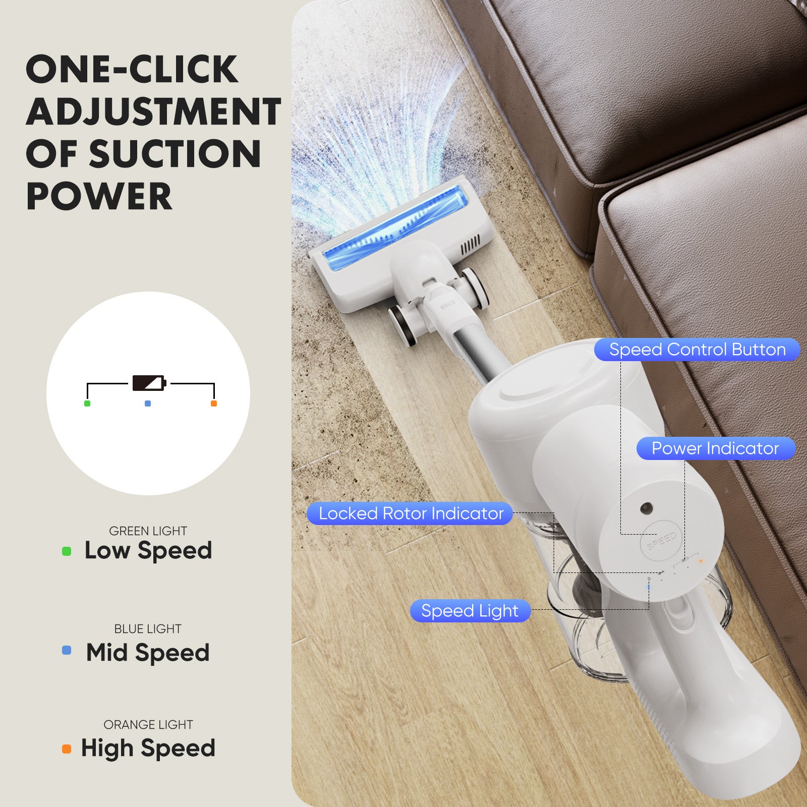 edx Cordless Stick Vacuum Cleaner,3-in-1 Stick Lightweight Vacuum for Carpet Floor Pet Hair Home