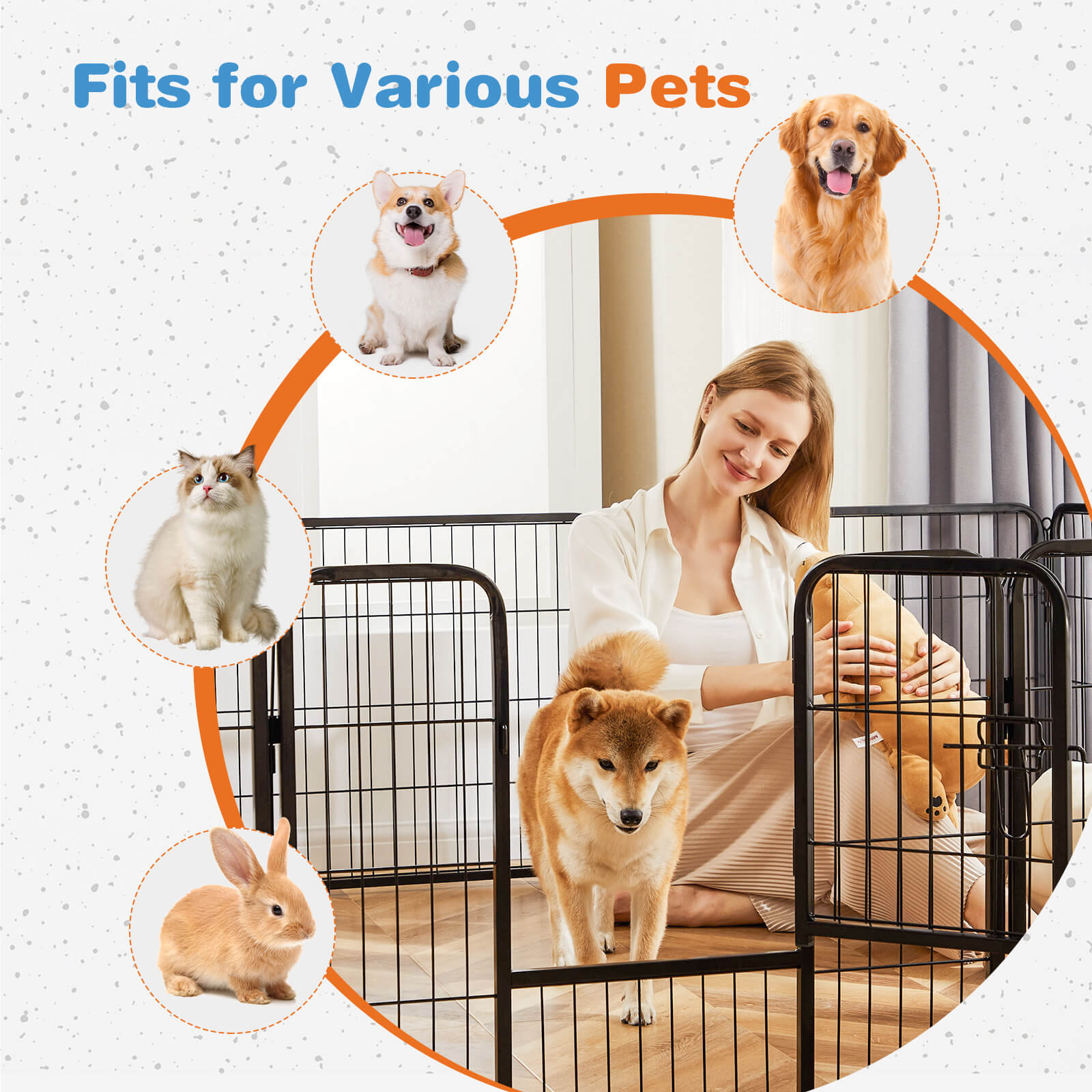 edx Dog Playpen - Collapsible Portable Pet Pen, High Metal Sport Puppy Pen with Gate for Garden, Patio, RV Camping