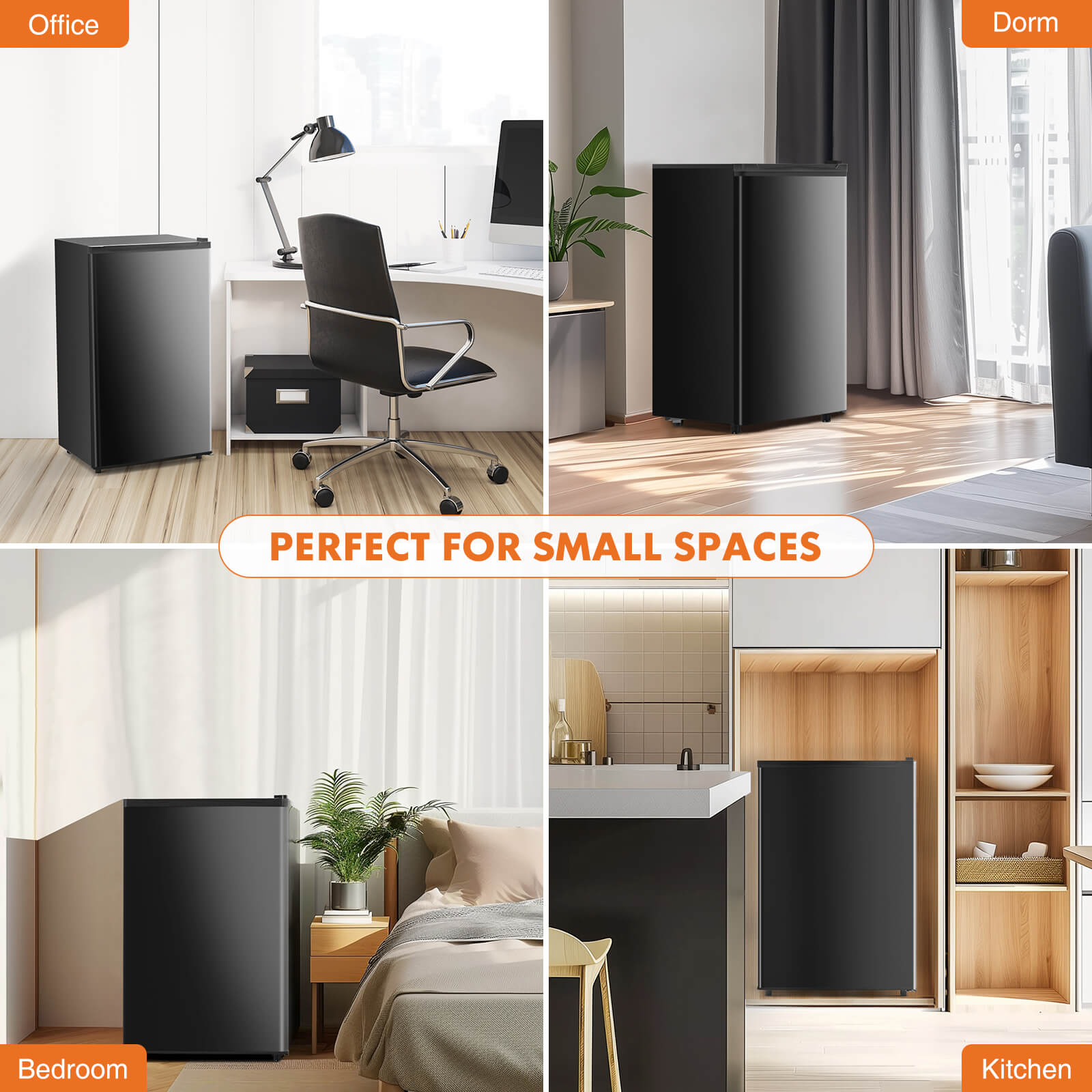 edx Mini Fridge with Freezer,3.2 Cu.Ft Small Refrigerator Single Door Adjustable Thermostat Energy-efficient Low Noise