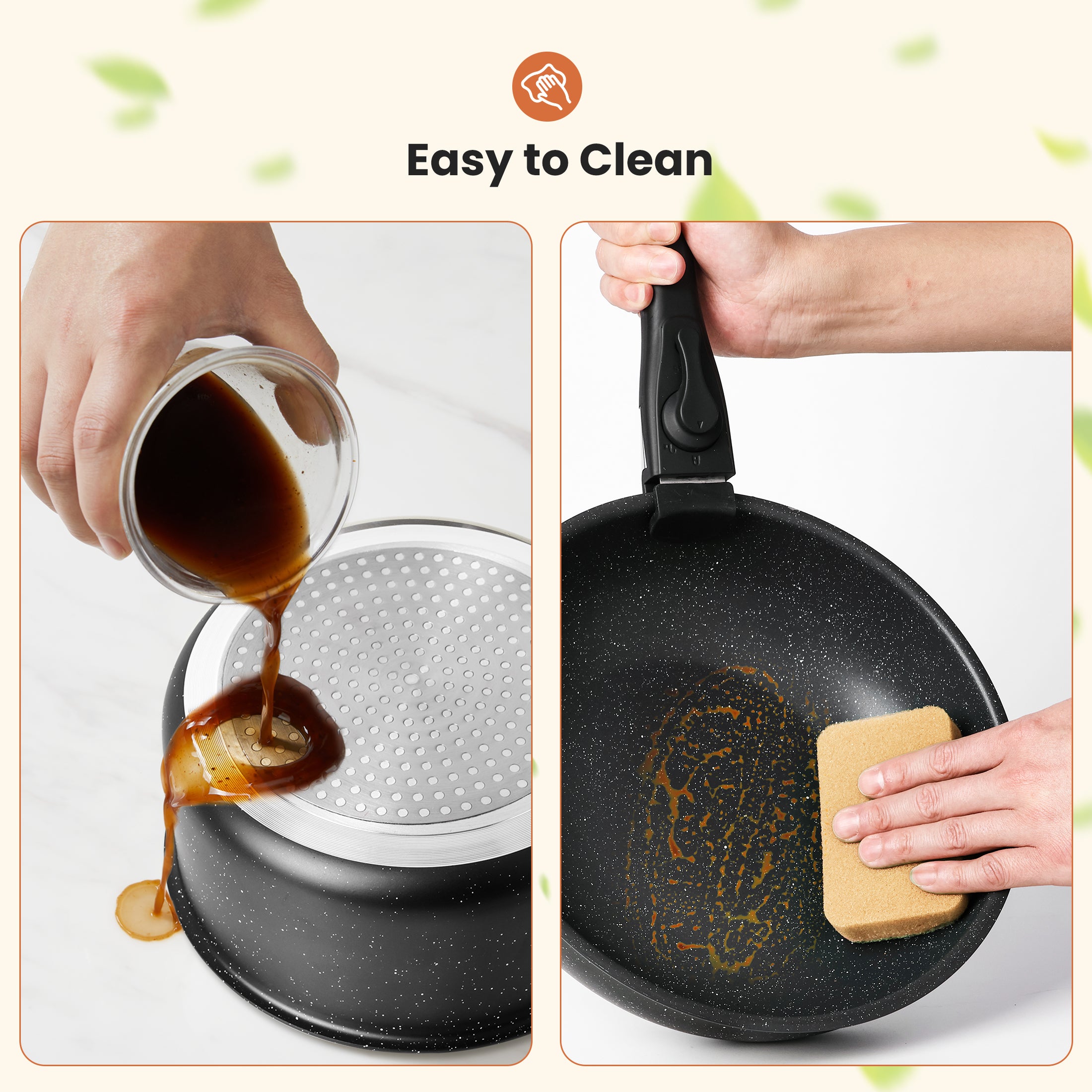 12Pcs Pots and Pans Set-Nonstick Kitchen Cookware, with Detachable Handle, Induction Cookware, Dishwasher Oven Safe