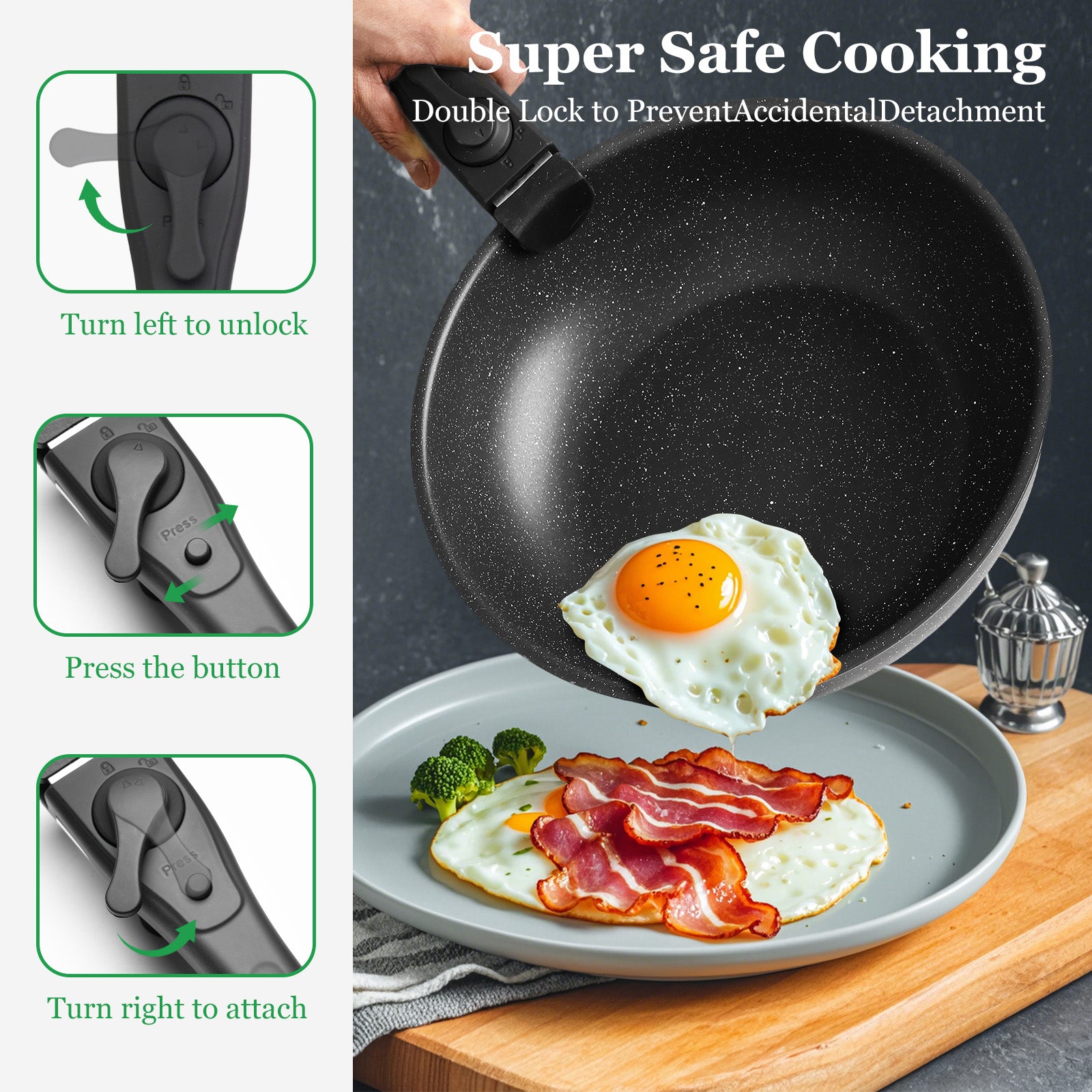 12-piece Non-Stick Cookware Set - Essential Pots and Pans with Detachable Handles for Convenient Cooking