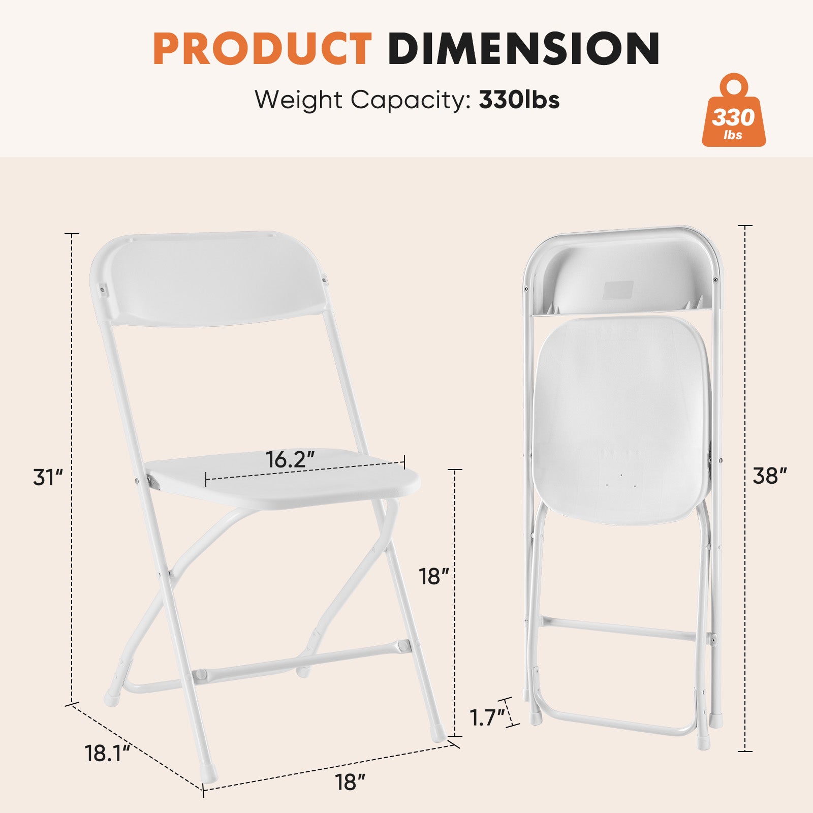 edx Folding Chair, Indoor Outdoor Portable, Stackable for Events, Offices, Weddings, Picnics and Restaurants