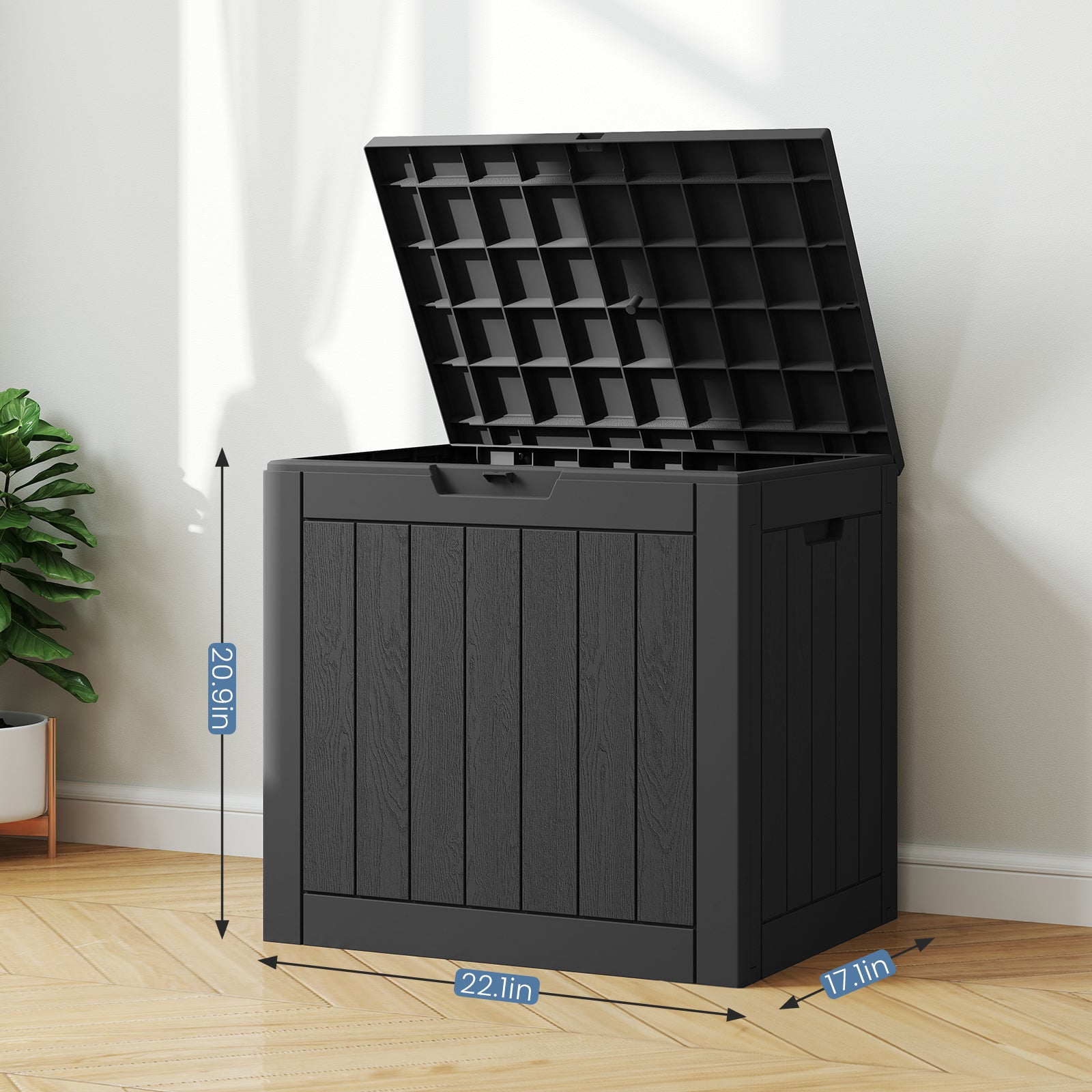 30 Gallon Deck Box, Outdoor Storage Box, Waterproof Resin Storage Bin for Package Delivery, Patio Cushions, Gardening Tools, Lockable, UV Resistant