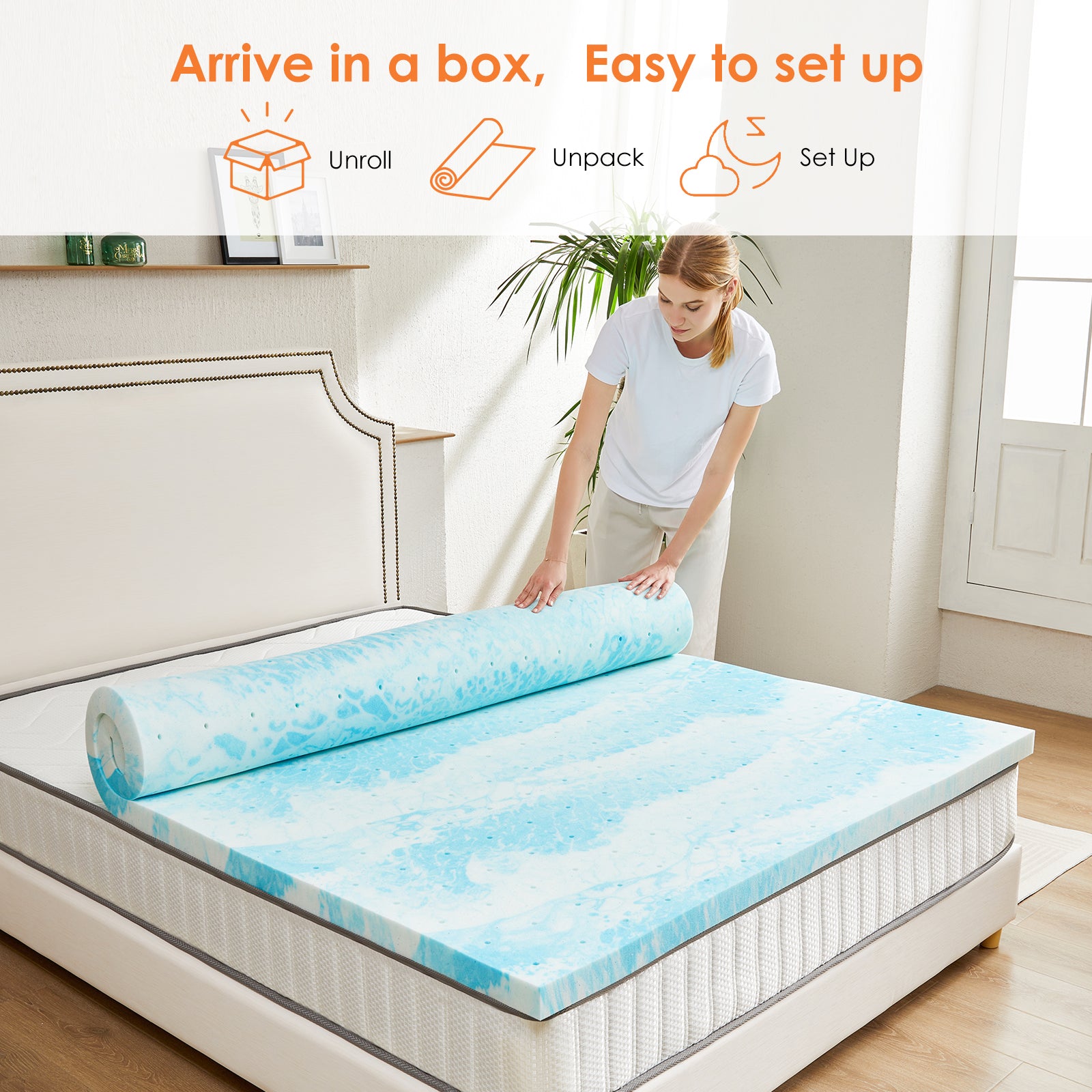 ZUNMOS Mattress Topper, 3 Inch Gel Memory Foam Bed Topper for King Size Bed