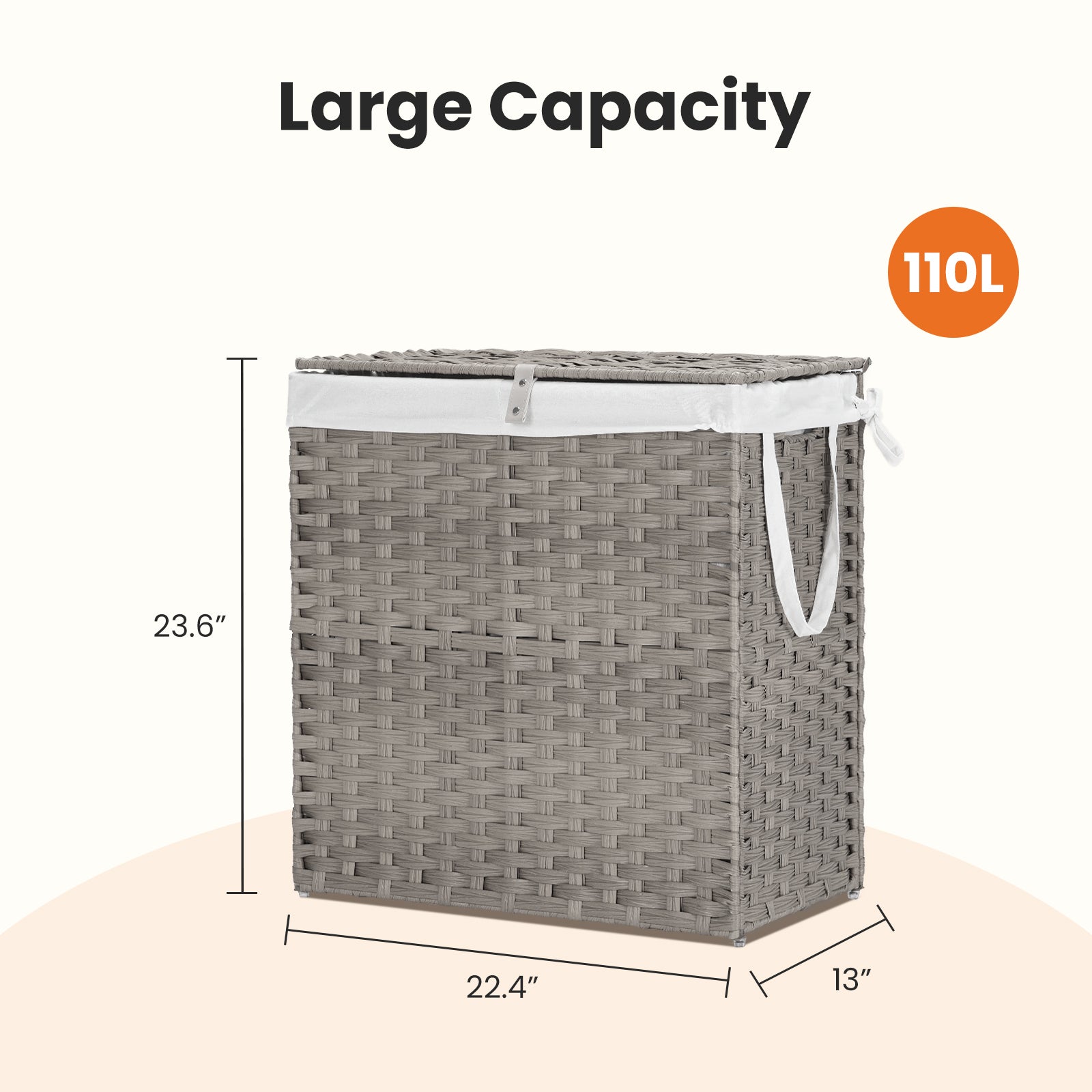 Laundry Hampers with Lid, Clothes Hampers with Handles and Removable Laundry Bags, Large Collapsible Laundry Hampers for Bedroom, Bathroom, Dorm Room