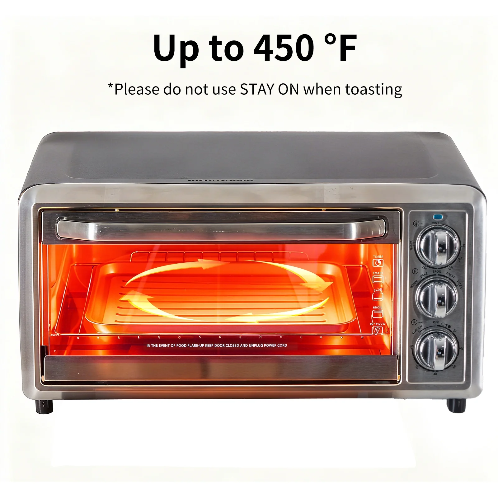 EDX Multifunctional Countertop Toaster Ovens with Baking Tray, Wire Rrack, and Tray Holder,150-450°F, Silver (No ratings yet)