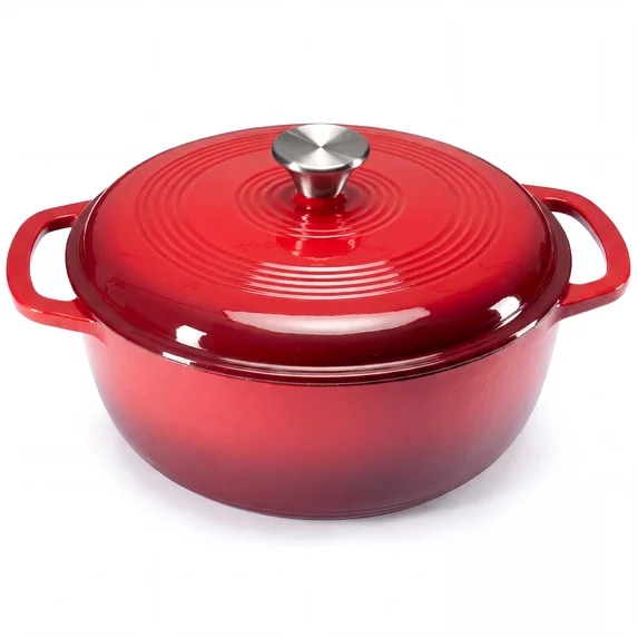 edx 6QT Enamel Cast Iron Dutch Oven with Lid, 11 Inch Heavy-Duty Non Stick Casserole Pot Safe up to 500° F Kitchen Essentials Bread Baking, Braising, Stews, Roasting