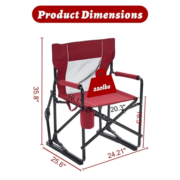 EDX Folding Camping Chair, Padded High Back, Adjustable Lumbar Support, Extra Wide for Adults, 500 lbs Steel Frame, Portable Outdoor