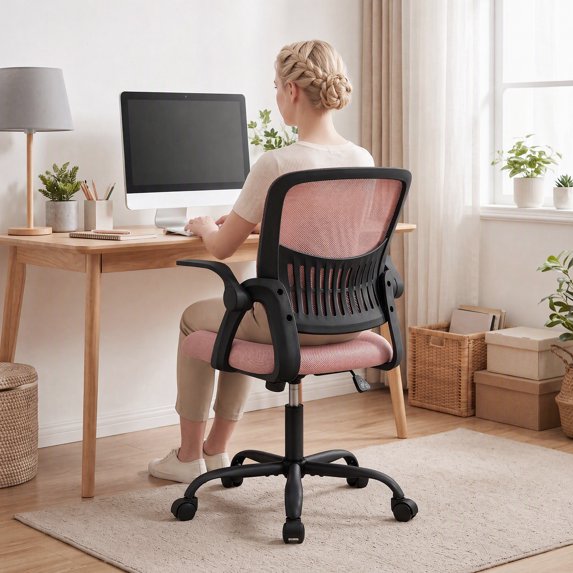 EDX Ergonomic Office Desk Chair, Lumbar Support, Flip-up Armrest, 350lbs, for Home, Office & Bedroom