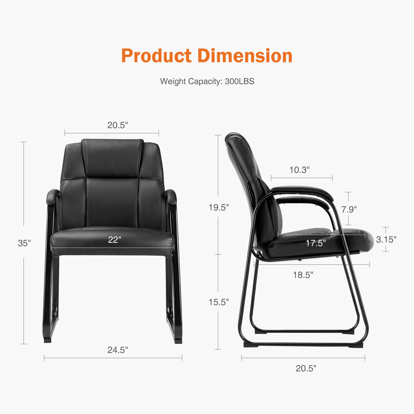 Waiting Room Chairs-Big and Tall PU Leather Without Wheels,for Reception Area Conference Room Lobby Home Computer Desk Bedroom Elderly