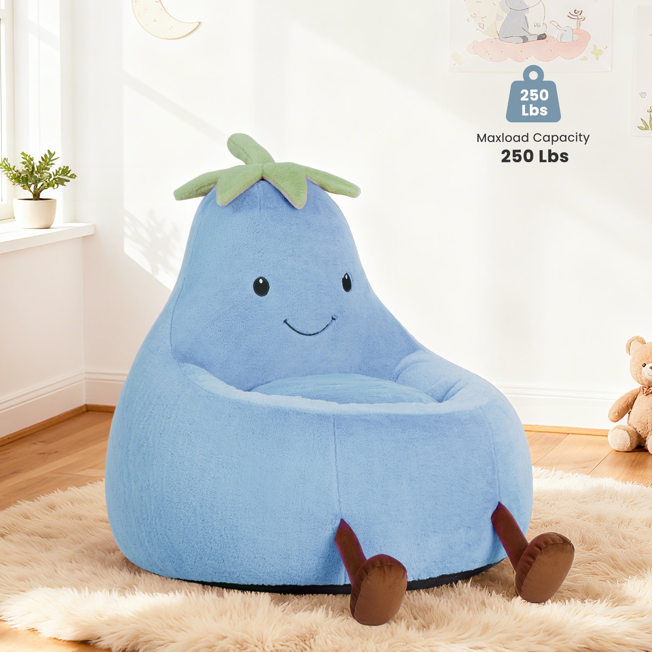 EDX Eggplant-Shaped Mini Sofa Chair, Cute Cartoon Sofa with Washable Cover for Living Room, Playroom
