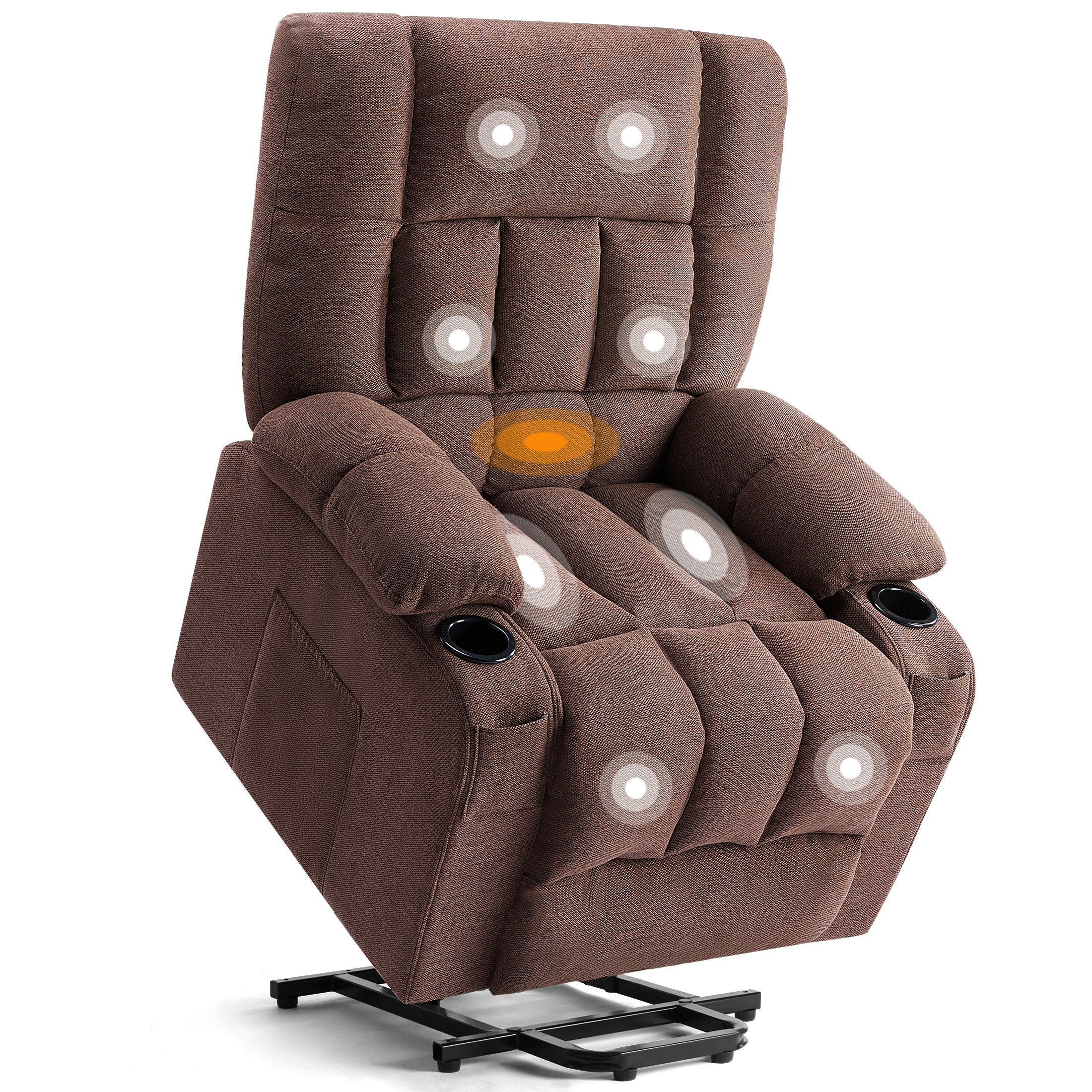 edx Electric Lift Massage Chair with Massage and Heating (with Remote Control,Cup Holder,Soft padded arms,Side Pocket), Grey