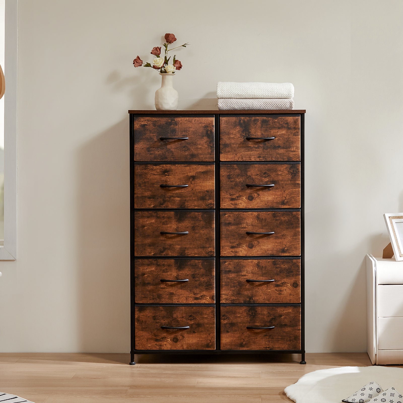 edx Dressers for Bedroom with 10 Drawers Storage Tower Tall Dresser Fabric Dressers