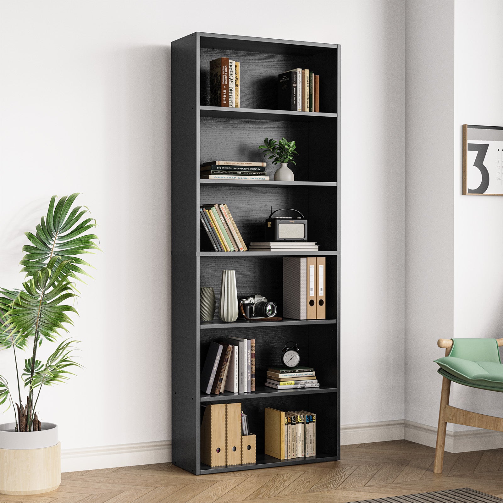 edx Bookcase Storage, 53 Inch Large Tall Floor Standing Open Bookshelf for Home Office, Living Room, and Bedroom