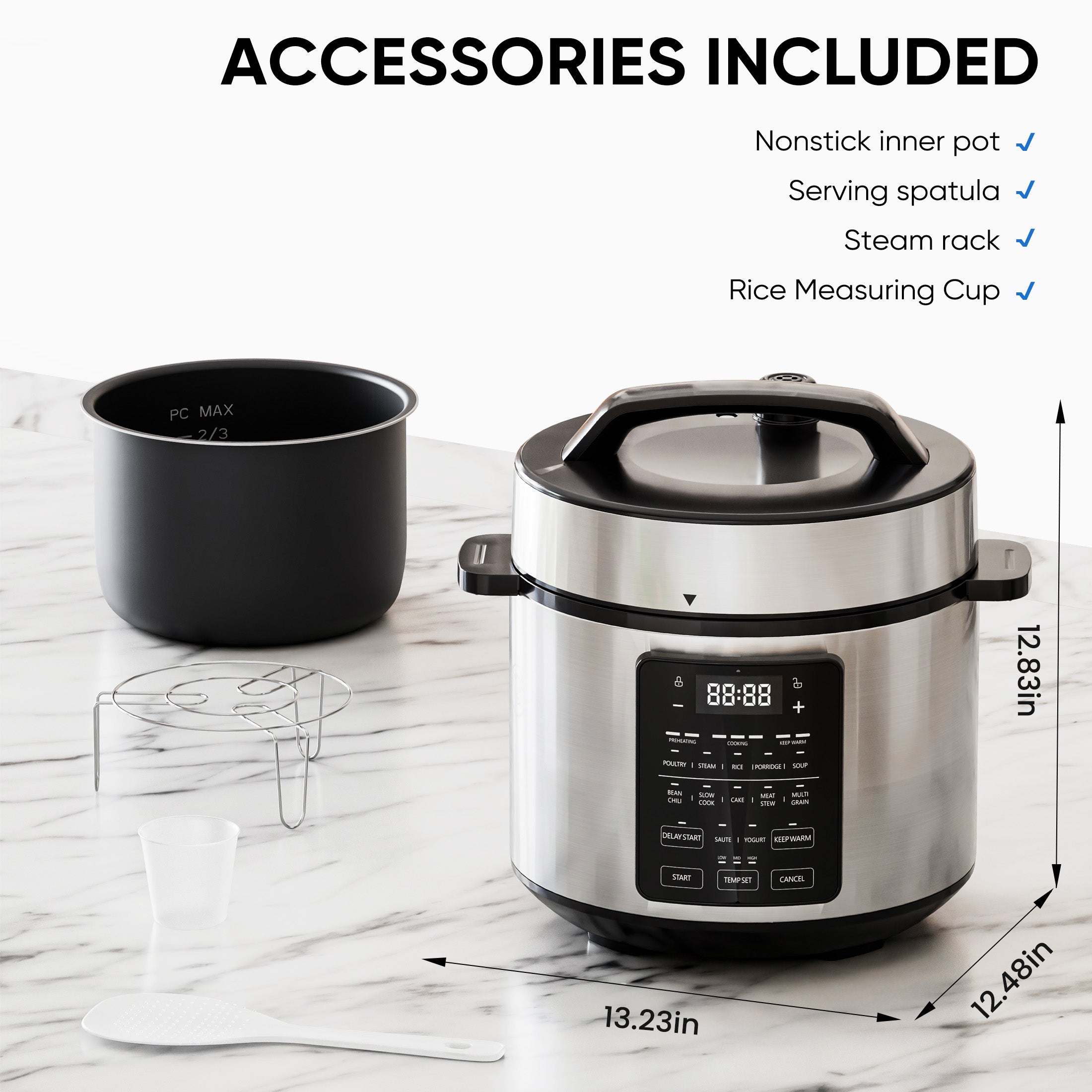 edx Instant Cooker 6 Quart 12-in-1 Electric Pressure Cooker Multi-Function Features & Stainless Steel Pot