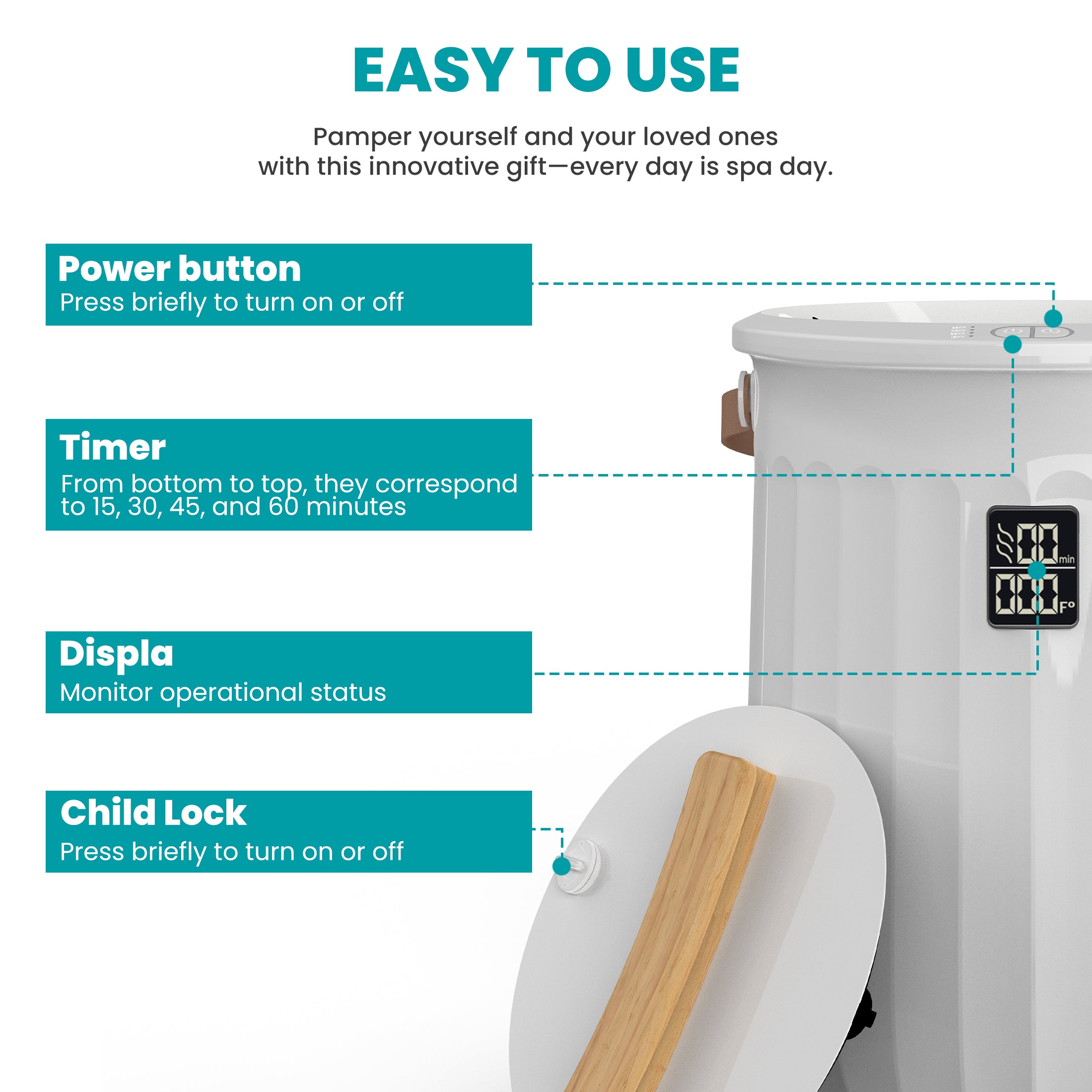 edx 20L Towel Warmer, with Handle & Aroma Disc Holder, Holds Two 40“x70” Oversized Towels, Suitable for Robes, Blankets & Pajamas