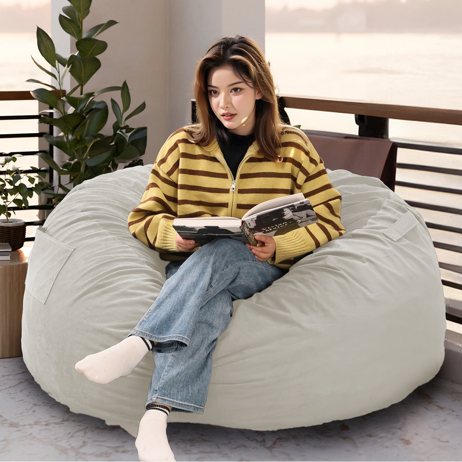 Premium 4Ft Memory Foam Bean Bag Sofa Chair for Adults - Cozy and Comfortable Home Seating Option