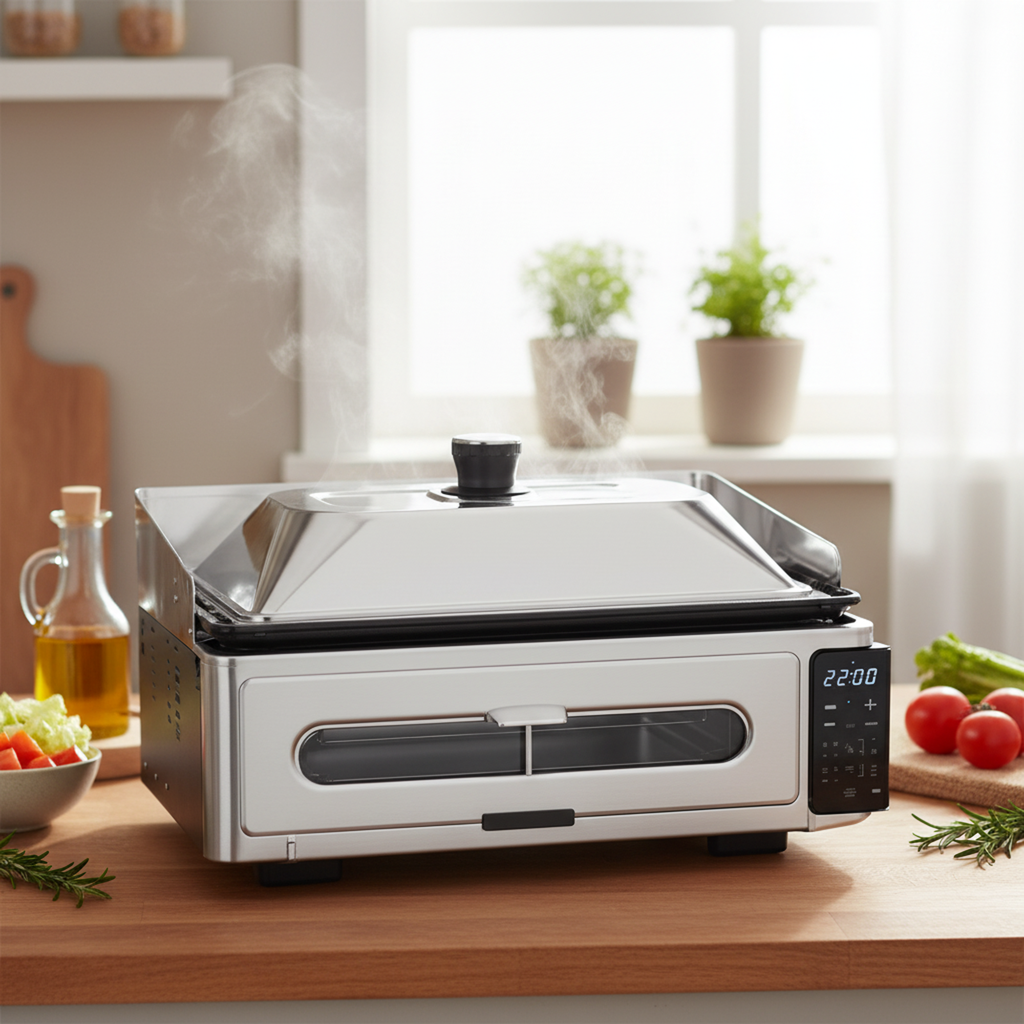 edx Commercial Electric Griddle, Teppanyaki Grill Stainless Steel, Easy to Clean, Suitable for Home, Restaurant