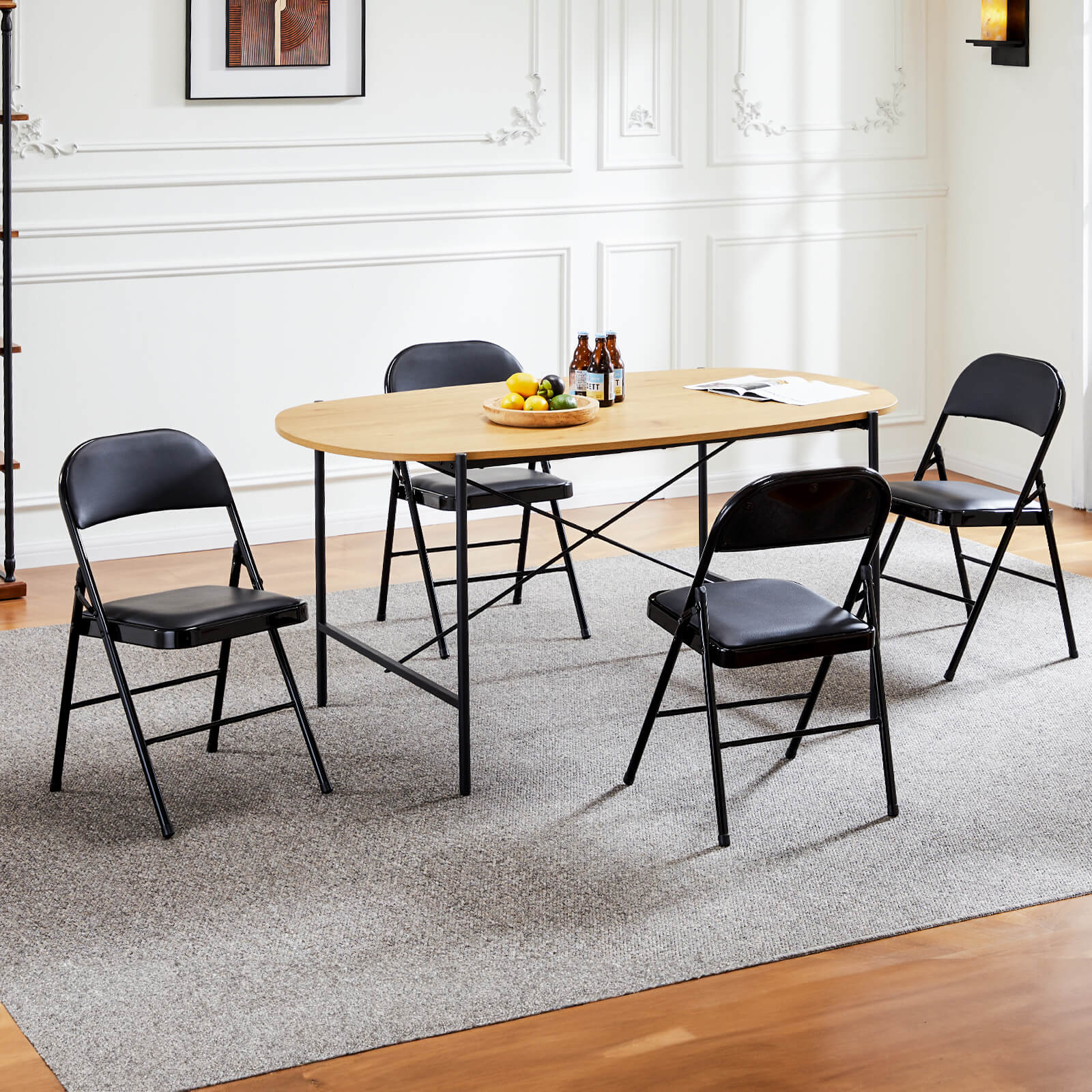 edx Genuine Leather Folding Chair - Soft and comfortable, easy to carry and store, suitable for events, weddings, parties, home, office