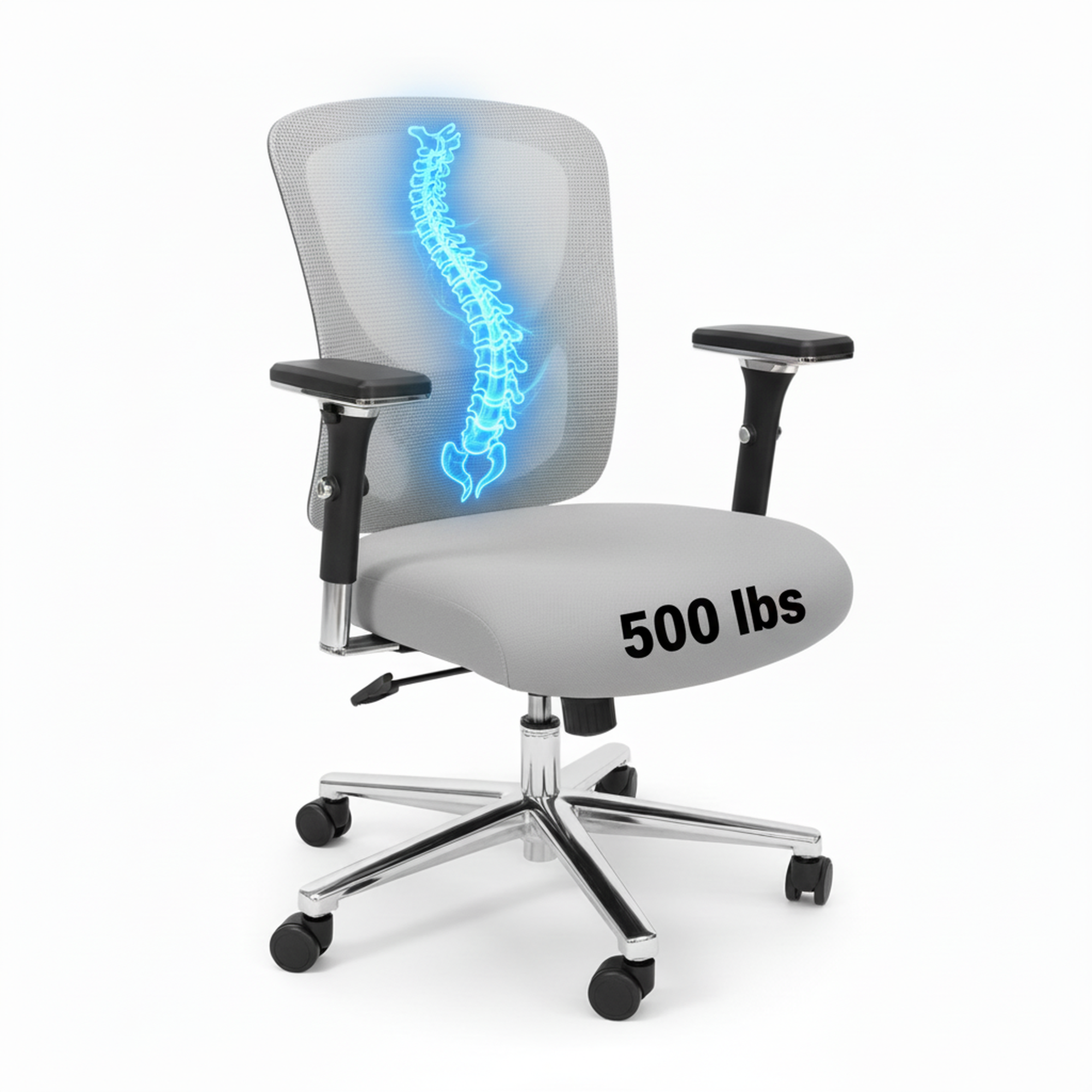 edx Heavy Duty Mesh Office Chair, Ergonomic Adjustable Desk Chair with Lumbar Support, Gray