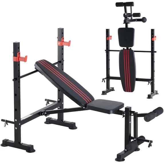 EDX Adjustable Weight Bench Set with Leg Extension & Curl, Foldable Home Gym Bench, Heavy-Duty 650 lbs Capacity, Multi-Position Backrest