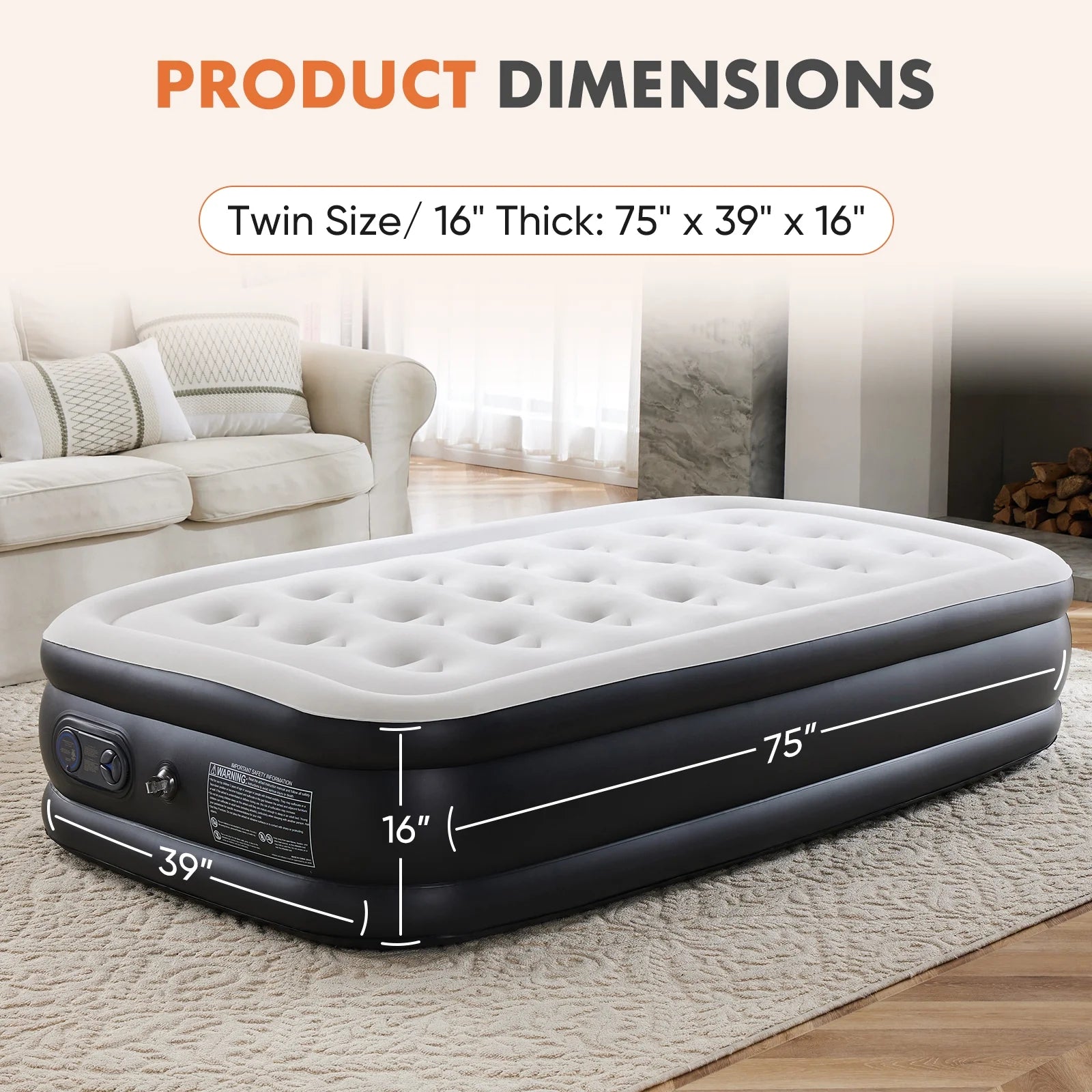 edx Air Mattress Bed with Built- in Pump Blow Up Mattresses for Camping, Indoor Colchon, Guests Air Bed