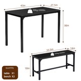 edx Dining Table Set for 4 with 2 Benches, Space-Saving Ideal 4-Person Set Kitchen Table for Daily Meals, Brunches, Workspace