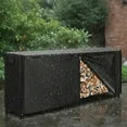EDX Black Firewood Rack with Waterproof Cover, Steel Log Holder for Indoor and Outdoor Use, Black