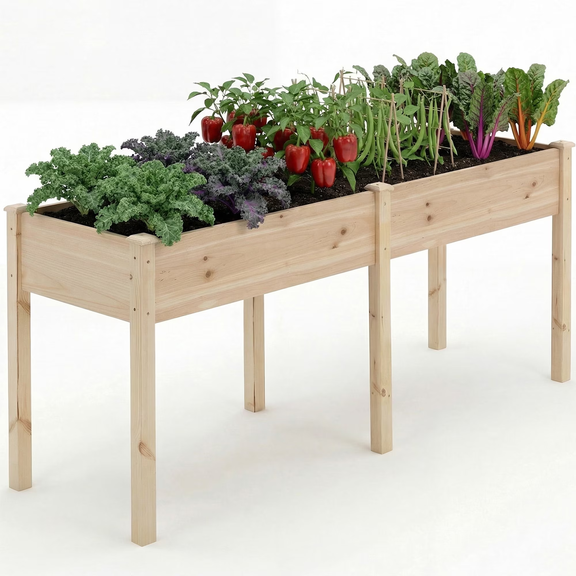 EDX Wooden Raised Garden Bed, Outdoor Planter Box Kit for Vegetables, Flowers and Herbs