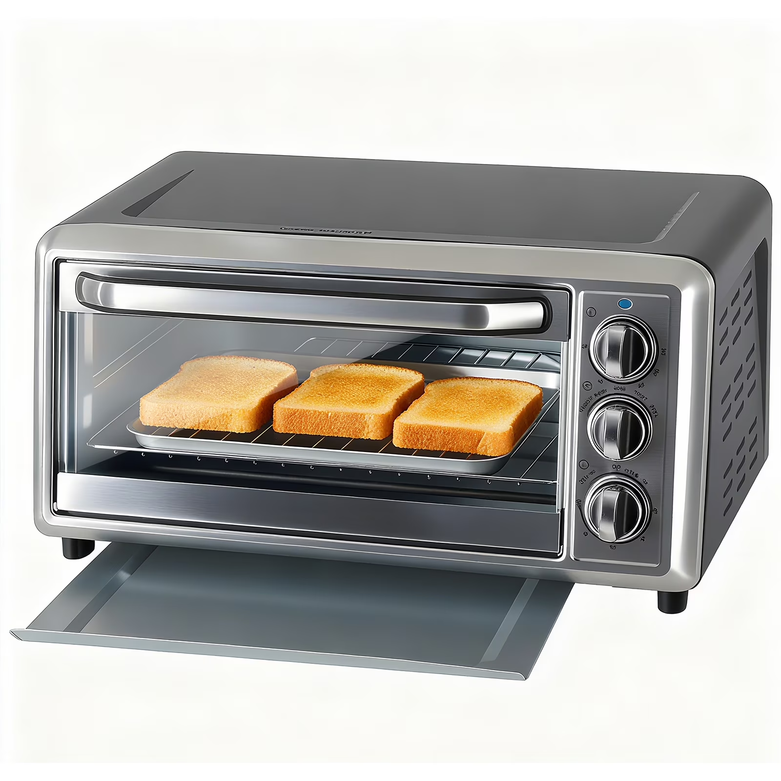 EDX Multifunctional Countertop Toaster Ovens with Baking Tray, Wire Rrack, and Tray Holder,150-450°F, Silver (No ratings yet)