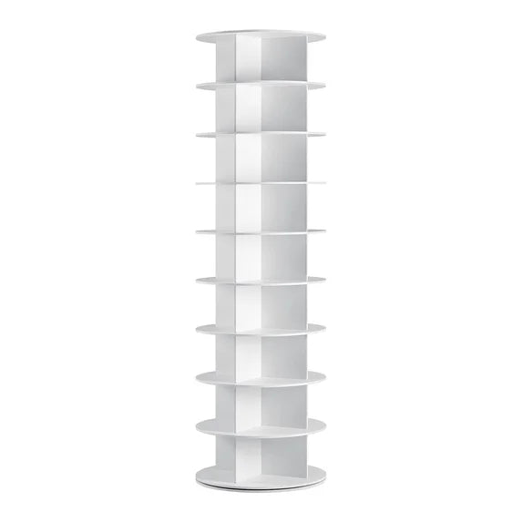 EDX PVC Rotating Shoe Rack Tower, 360-Degree Carousel Organizer for Entryway, Bedroom or Closet, White