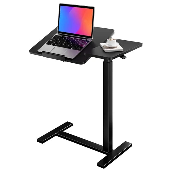 EDX Overbed Bedside Lap Desk with Wheels and Tilt Top, Mobile Standing Lap Desk Pneumatic Adjustable Height for Home Office Bedroom Sofa