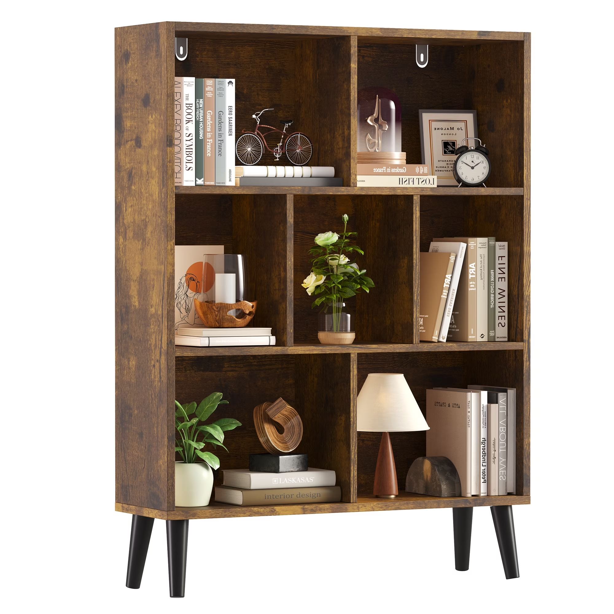EDX Wooden Cube Bookshelf,Open 3-Tier Bookcase with Legs,Freestanding Bookshelves Storage Organizer Shelf,for Bedroom,Living Room,Office