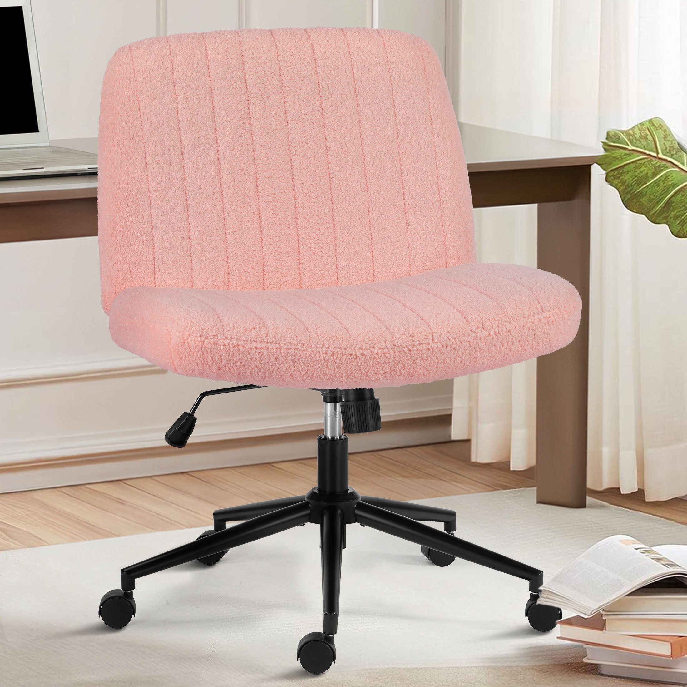 edx Office Chair Armless Criss Cross Legged Chair, Comfy Home Office Desk Chairs, Adjustable Swivel Padded Fabric Vanity Task Computer Chair