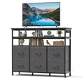 edx 6-Drawer Fabric Dresser with Double-Layer Top, Power Outlets and LED Light, Storage Organizer for Bedroom, Living Room, Hallway