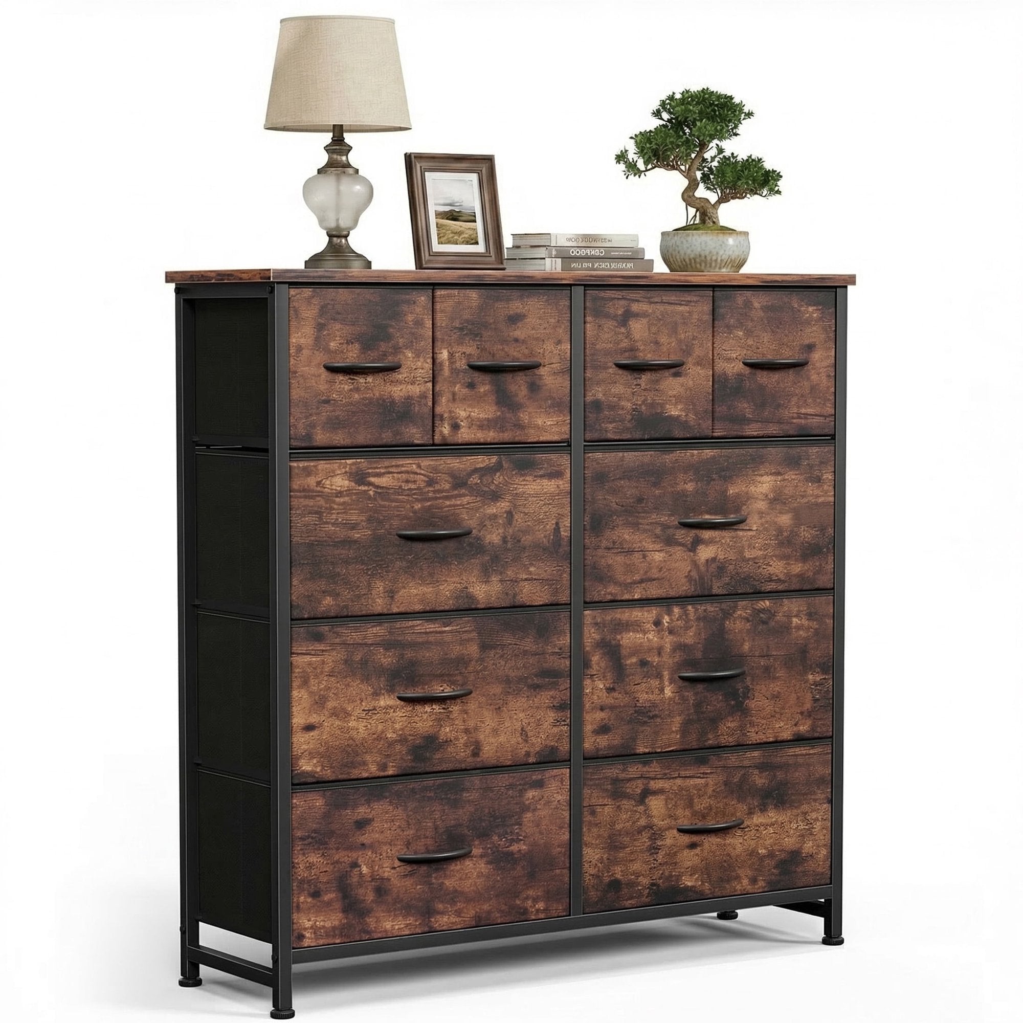 EDX 10 Drawers Fabric Cabinet, Clothes Storing, Storage Tower Organizer TV Stand, for Bedrooms, Wardrobes, Entryways, and Living Rooms