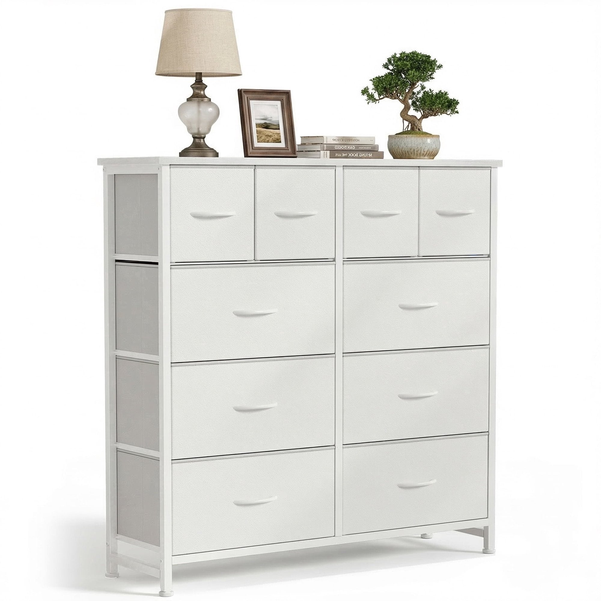 EDX 10 Drawers Fabric Cabinet, Clothes Storing, Storage Tower Organizer TV Stand, for Bedrooms, Wardrobes, Entryways, and Living Rooms