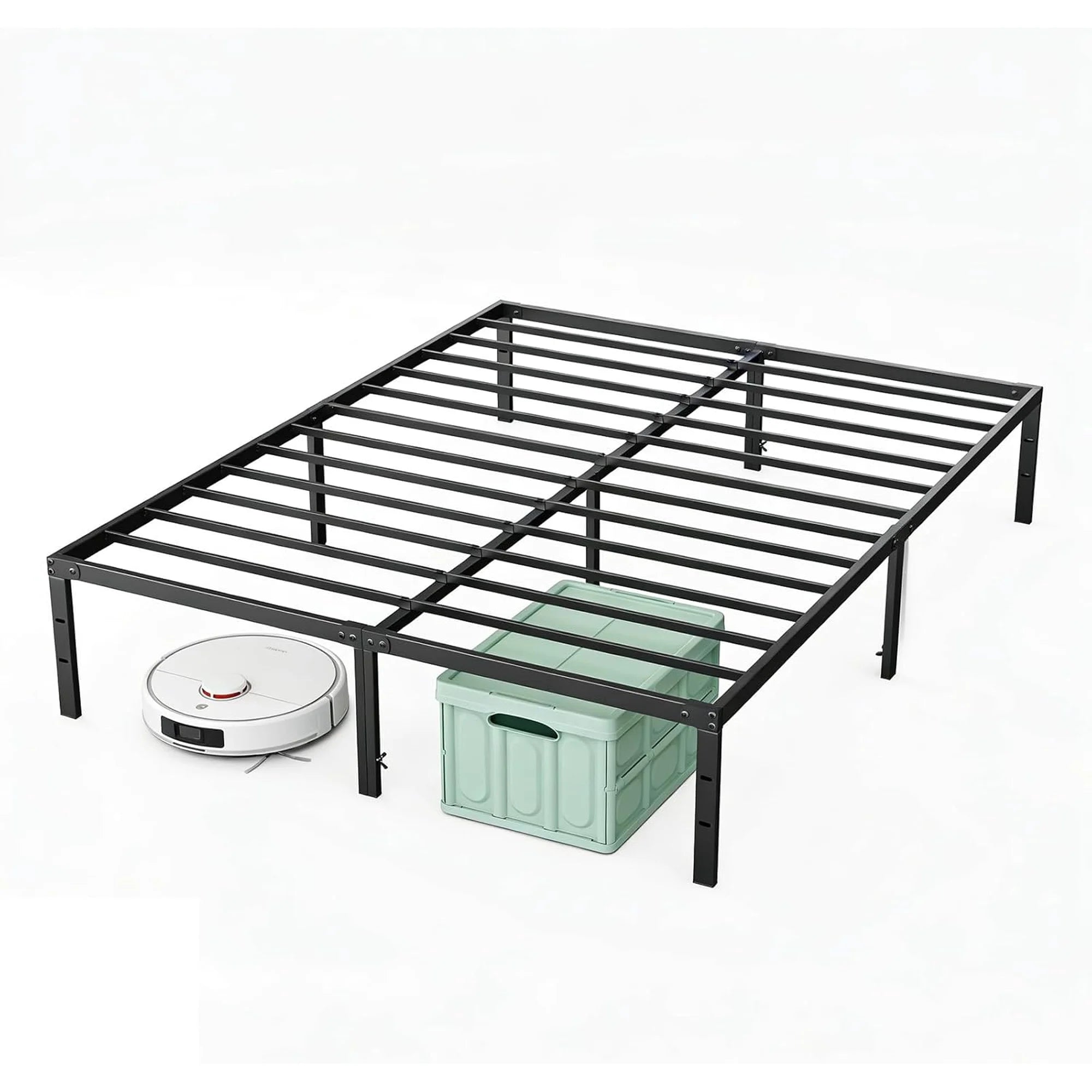 EDX 12 Inch Metal Platform Bed Frame with Steel Slats, No Box Spring Needed, Noise Free, Easy Assembly