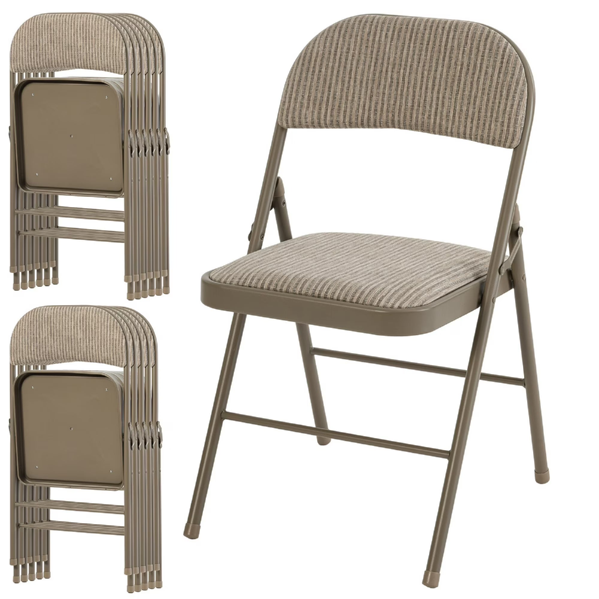 EDX Folding Chairs with Padded Cushion and Back, Fabric Stackable Portable Chairs Set with Durable Steel Frame, for Home and Office, Conference, Wedding, Party, Garden