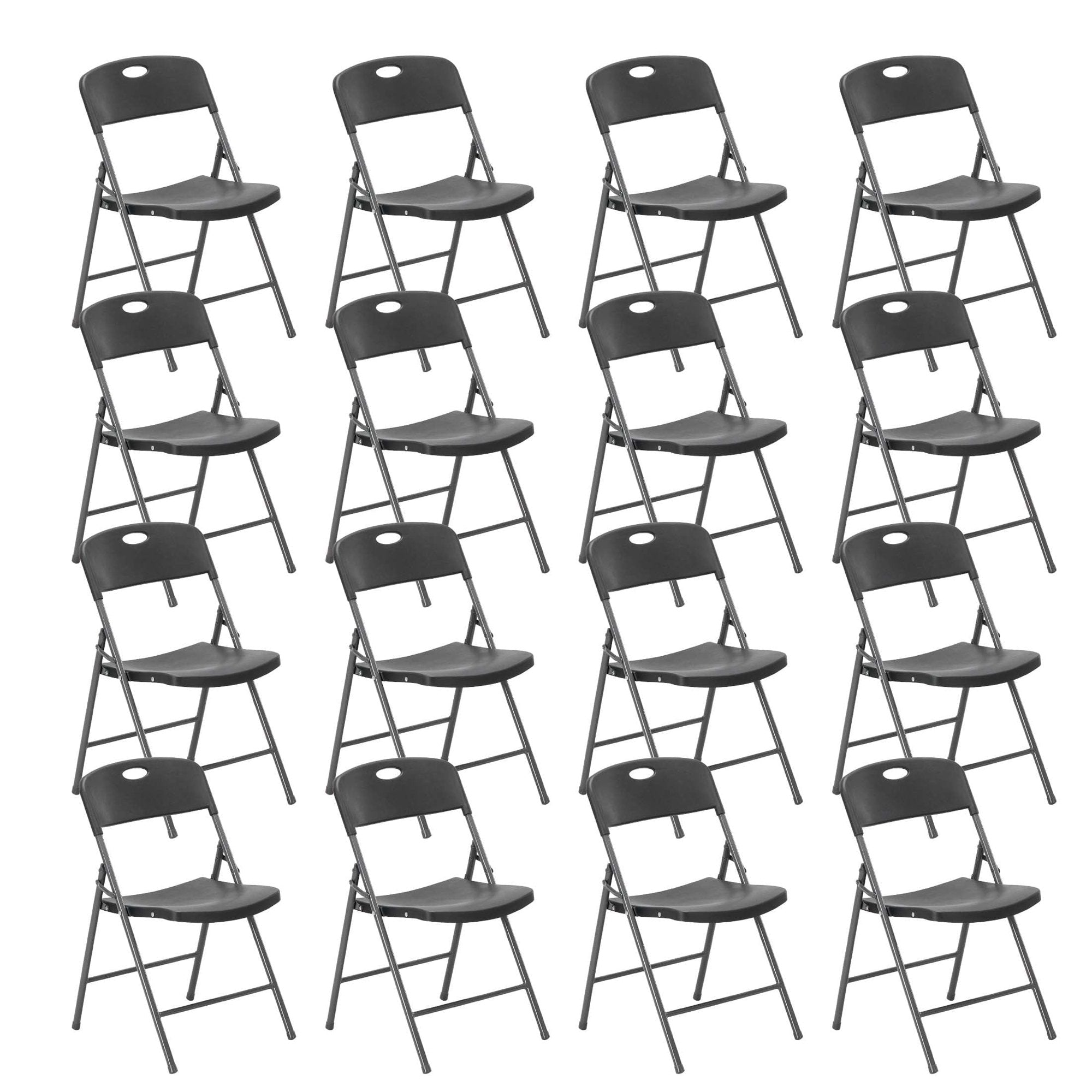 EDX Folding Chairs with Ergonomic Back, Heavy Duty Plastic Stackable Portable Folding Chairs, Weight Capacity 330 Lbs, For Home, Office, Party, Wedding, Patio, Garden, Indoor Outdoor