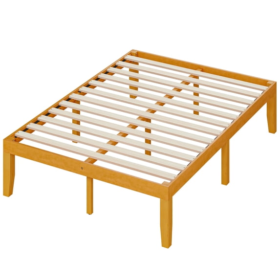 EDX Bed Frame, No Box Spring Needed, Wooden Platform Bed Frame Mattress Foundation with Support Slats, Natural Pine