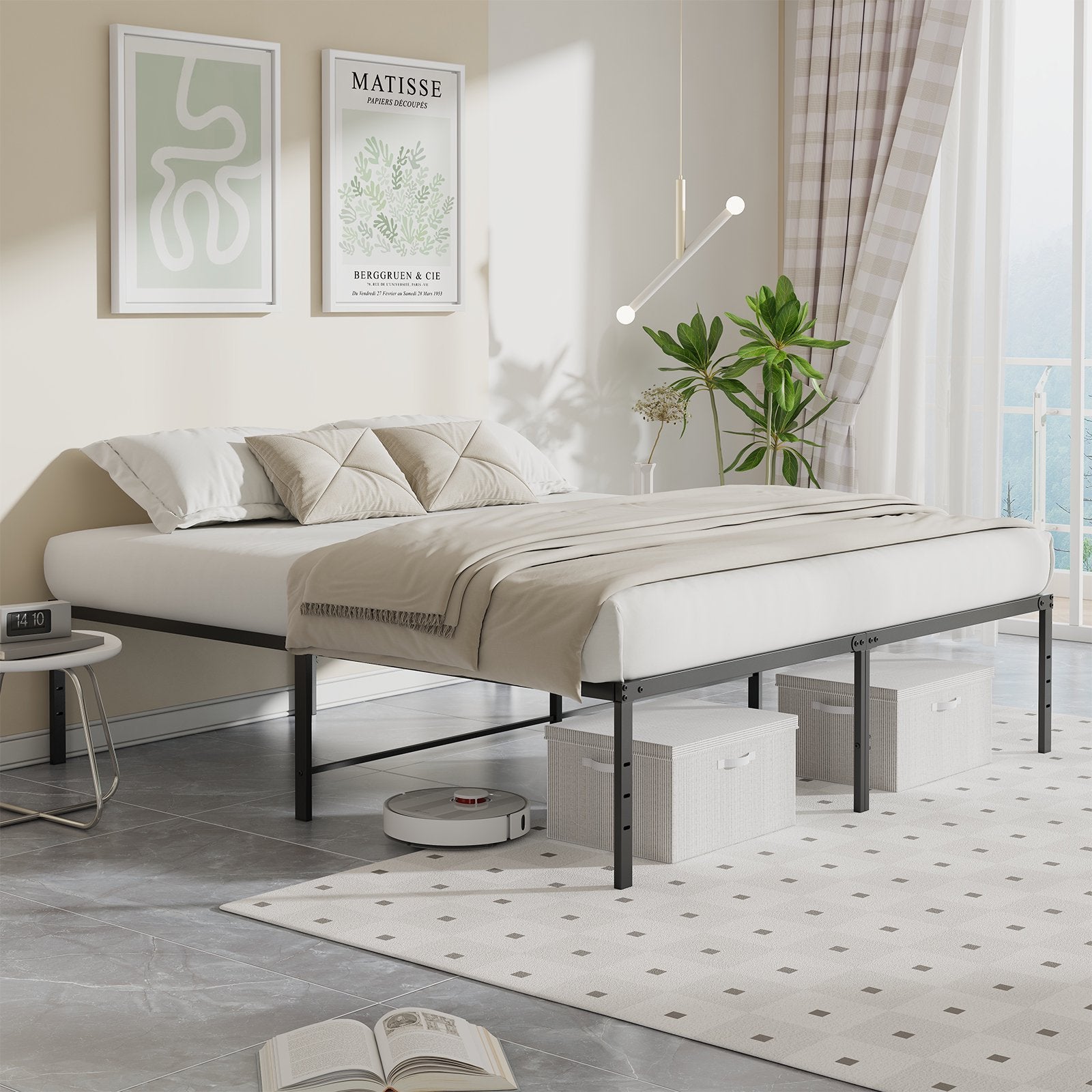 EDX 18 Inch Twin Bed Frame, Extra Tall Metal Platform with Steel Slats, Heavy Duty, Under Bed Storage, Noise Free, Easy Assembly