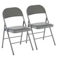 EDX Folding Chairs, Fabric Dining Chair Set with Padded Cushion and Back, Indoor Outdoor Seat for Home Office Events Wedding Party, PU Leather, Grey