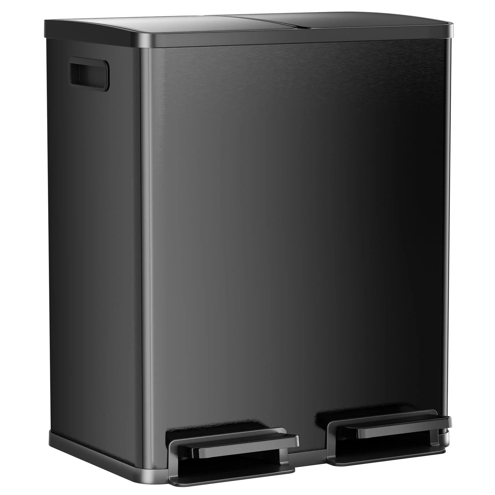 EDX 2 x 8.3 Gallon Dual Garbage Recycle Trash Can with Lid, Inner Buckets for Kitchen, Stainless Steel