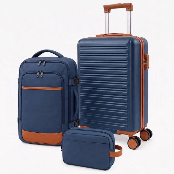 EDX 3 Piece Luggage Set with Backpack, Lightweight Hard Shell Suitcase Set, TSA Lock Travel Luggage with Spinner Wheels, 20 Inch Carry On Suitcase and Travel Bag for Men & Women
