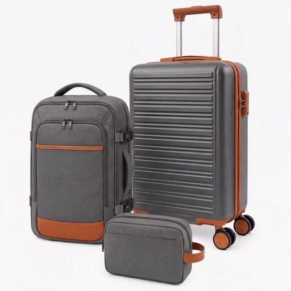 EDX 3 Piece Luggage Set with Backpack, Lightweight Hard Shell Suitcase Set, TSA Lock Travel Luggage with Spinner Wheels, 20 Inch Carry On Suitcase and Travel Bag for Men & Women